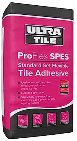 Go Bathrooms Ultra Tile SPES S1 Standard Set Flexible Tile Adhesive | Wall & Floor Adhesive | 20KG Tile Adhesive | Grey