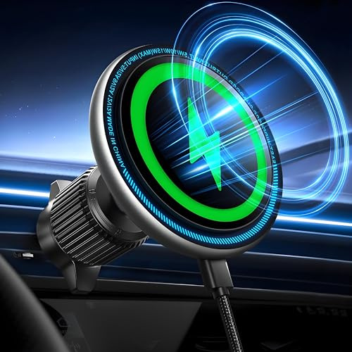 UPTOHIGH Magsafe Kfz-Halterungs-Ladegerät [15 W PRO] Magnetisches, kabelloses Kfz-Ladegerät, Lüftungsschlitz- und Armaturenbrett-Handyhalterung, Ladegerät für iPhone 15/14/13/12/Pro/Plus/Pro Max &