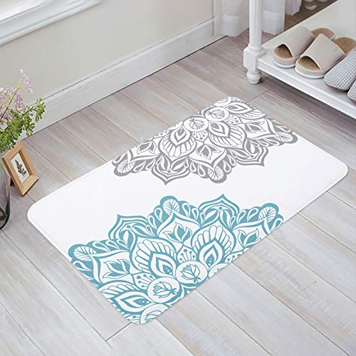 Türmatte 60x40cm, Abstraktes Dahlie Blumen Gelb Grau Blumen Muster Schmutzfangmatte Modernen Innenmatte Langlebig Badezimmer Matte, Für Haustür, Eingang
