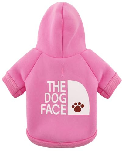 Felpa Paiaite con cappuccio rosa per cani chihuahua: mantieni il tuo cucciolo caldo ed elegante con una felpa stampata The Dog Face, vestiti per animali domestici e maglione cappotto tutto in uno