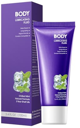 Lubrifiant Intime à Base d'Eau (Menthe Fraîche) - Gel Non Collant Longue Durée pour Massages & Préliminaires - Sans Parabènes, Sans Rinçage - Couples & Sensualité