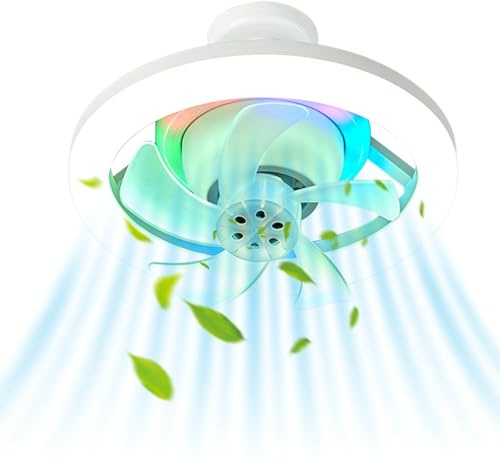 Gomice Plafoniera con ventilatore,Ventilatori da soffitto con luci e telecomando | Ventilatore da soffitto per camera da letto - Ventilatore da soffitto moderno da 10 pollici con telecomando delle