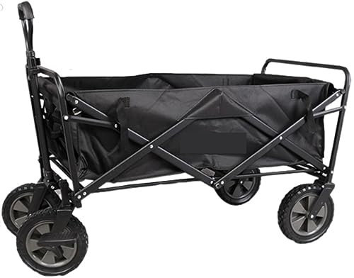 Faltbar Handwagen Bollerwagen Transportwagen Klappbarer Gartenwagen, Einkaufswagen, Einkaufswagen Für Outdoor-Camping, Zugwagen Mit 4 Rädern Faltbollerwagen Faltwagen Strandwagen(Black)