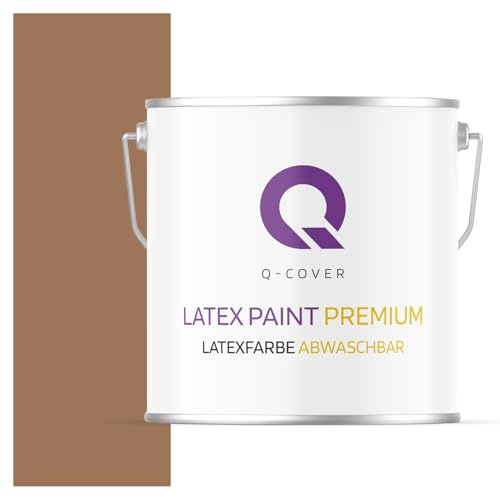 Q-COVER Latexfarbe Abwaschbar 5L (ca.35m2) Braun Farbton Innenfarbe Wandfarbe Deckenfarbe Klasse 2 Mattfarbe Für Allergiker Scheuerfest Geruchlos Frei Von Voc
