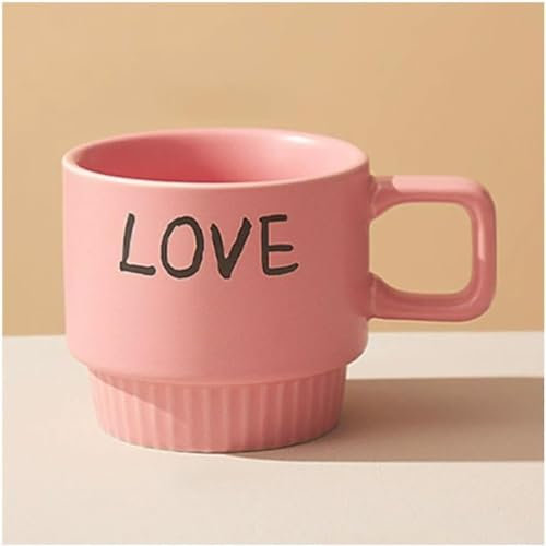 MASHNFDC Kaffeebecher 300 ml/10,1 oz Keramiktasse, runde Keramik-Teetasse mit Suchlöffel, einfache Büro-Kaffeetasse Tassen weingläser