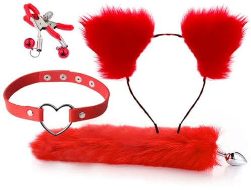 WreGmgg Set von Zubehör für Kostüm Rollenspiel Stirnband Stirnband Red Fox Tail, langlebig, leicht und tragbar, sicher und zuverlässig
