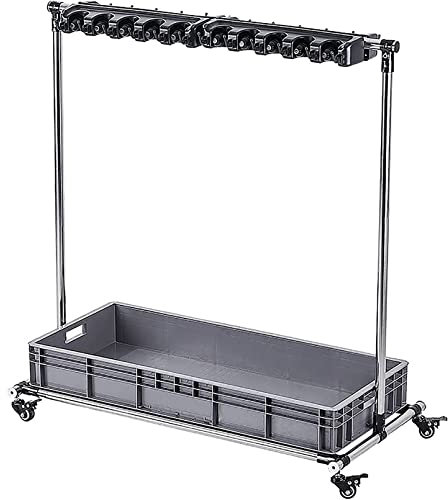 WJFTODAY Soporte para Escoba y fregona de pie, Carrito para Herramientas de Limpieza, EST, Soporte para Paraguas, con Ruedas universales, escurridor de fregona montado en el Piso (tamaño: 12 Ranuras)