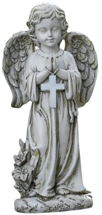 MagiDeal Solarbetriebene Engelstatue aus Kunstharz für den Garten, Betende Engelfigur, Gartenstatuen, multifunktionale Gartengeschenke, 30 cm hoch