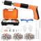 Pistola de clavos manual, pistola de clavos de 5 velocidades Pistola de clavos con 300 cartuchos de clavos, pistola de clavos para hormigón y acero, pistola de clavos portátil para techos (Naranja, L)