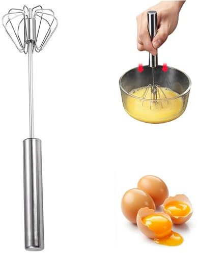 MINI WHISK, 10.63x2.76 Souchon inoxydable fouet multifonctionnel pour la cuisine, fouet à œufs semi-automatique, fouet rotatif à poussée manuelle, mélangeur pour la cuisine à domicile