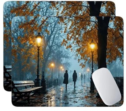 2 Pcs Streetscape Mouse Pad - 14.2x11.8x0.12 in, Gaming Mouse Mat With Anti-slip Rubber Base, Easy Gliding Mouse Mat, Spill-Resistant Surface, Portable Small Desk Mat, Office Accessories Mousemat W507