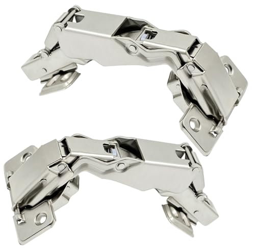 2er-Pack 180-Grad-Scharnier, rahmenlos, Schranktürscharnier, verdeckt, Edelstahl, hydraulisch, verstellbar, Installationsscharnier, 180 Grad, sanft schließend, Küchenschrankscharnier (vollständig