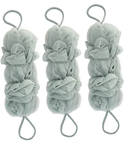 Ipetboom Long Handle Back Scrubber 3pcs Blue Green Bath Loofahs Exfoliating Shower Sponges for Men and Women Deep Clean Body Scrubbers for Shower Bath