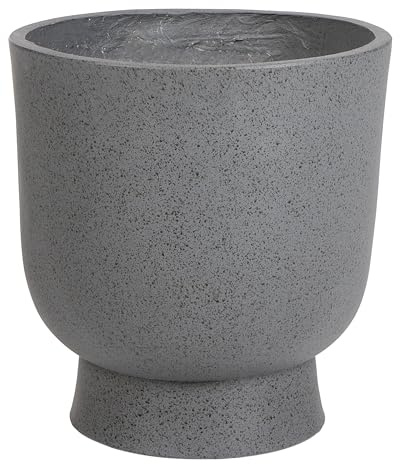 Beliani Vaso da fiori per esterni e interni effetto terrazzo grigio scuro rotondo MgO 36x36x39 cm