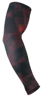 Gyios Manchette Gaming 1pcs Sports Compression Broide Refroidissement Protection Solaire Manches De Bras pour Le Baseball Basketball Golf Tennis Running-Rouge-l