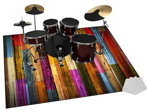 180 x 160 cm Schlagzeugteppich Drum Teppich Rutschfeste Professionelles rechteckiges Jazz Schlagzeug Kit für Bass Drum Snare Drum und andere Instrumente Teppich, Elektronisches Schlagzeug Teppich