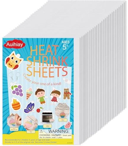Auihiay 80 Pieces Shrink Plastic Sheets, Shrink Films Papers, Shrinky Art for Creative Handicrafts, Halloween and Christmas Ornaments (7.9 X 5.7 inch)