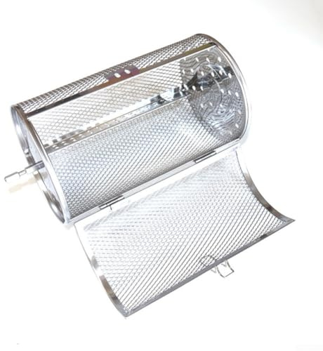 Stainless Steel Roasting Cage, Air Fryer Rotisserie Basket, 360° Rotating Grill Basket with Locking Rotary Metal Barbecue Grilling Baskets for coffee bean roasting fries and fried chicken grilling