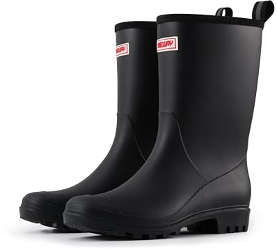 SUREWAY Women's Rubber Rain Boots, 8-Inch Matte Waterproof PVC Rubber Gardening Shoes, Comfortable & Lightweight for Outdoor Walking, Easy On/Off