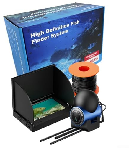 Eawfgtuw Fish Finder Caméra sous-marine avec écran IPS de 4,3, objectif grand angle 220° IP68, 12 LED infrarouges pour la pêche de nuit (IPS + caméra 15 M)