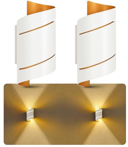SSC-LUXon VYRA Wandleuchte 2er Set weiß-gold 18cm Up & Down G9 | Zwei Wandlampen weiß-gold für Up-Down-Licht - Schlitzdesign für diffuse Akzente in Flur, Wohn- & Schlafzimmer, für G9