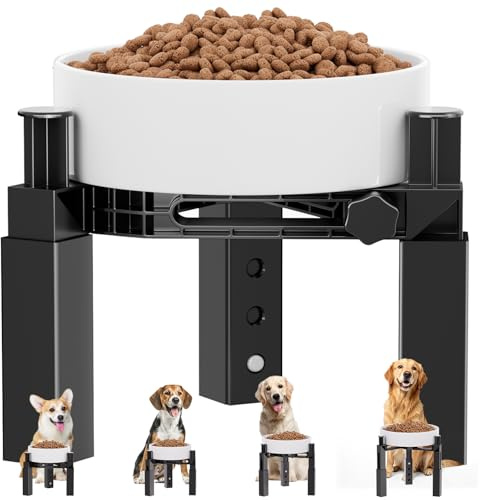 X XBEN Supporto per Ciotole Rialzate per Cani con 4 Altezze e Larghezza Regolabili, Adatto per Ciotole per Cani Acqua e Cibo, per Cani Piccoli, Medi e Grandi, Resistente e Antiscivolo [Solo Supporto]