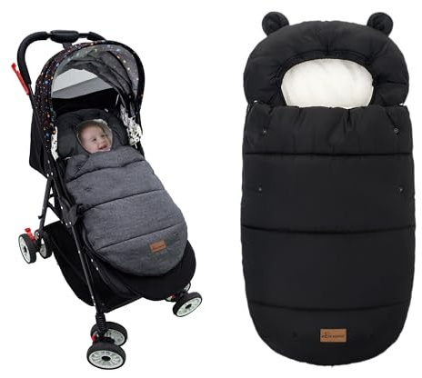 amo nenes Universelle Fußsack für Kinderwagen, Baby Winterfußsack Fusssack Kinderwagen, Universal Fußsack für Babyschale Buggy, Schwarz