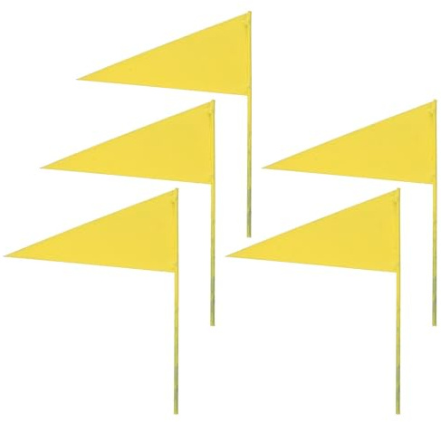 Zerodeko Bandiere Triangolari Per Irrigatori Da Prato 5 Pezzi in Ferro Resistenti, Piccole Bandiere Gialle Per Marcatura Giardino e Progetti Di Irrigazione Esterni