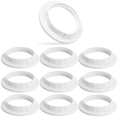 COYUN 10 Pcs Anillo De Tornillo e14 Pantalla, Convertidor De Anillo De Pantalla,Pantalla Lampara Mesa e14,Convertidores De Plástico Para Pantalla De Lámpara,Para Lámpara De Mesa,Lamparas De Pie,Blanco