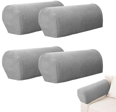 Zhixan 4pcs Armrest Chair Covers Set, Stretch Non Slip Spandex Polyester Sofa Arm Covers, Furniture Protector for Armchair Couches Recliners UK
