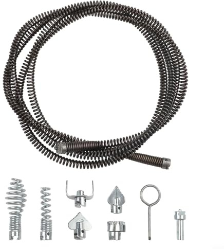 Herramienta de limpieza de drenaje en espiral de 3 metros con cabezales de corte reemplazables, eje de limpieza de tuberías de acero resistente para máquina eléctrica, modelo A/B/C (A)
