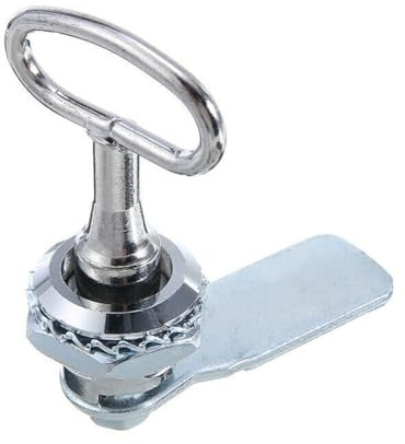 Lecreatekit Serratura a camma per contatore del gas e kit chiave per porta, armadio o scatola, costruzione in ferro pressofuso, diametro chiave 7 mm, finitura argento