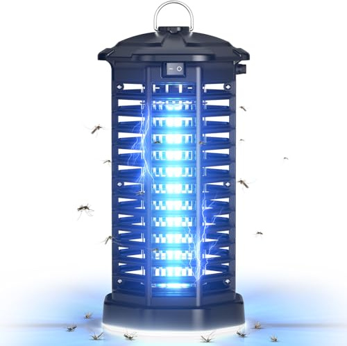 YISSVIC Elektrischer Insektenvernichter 4200 V IPX4 wasserdicht 2-in-1 | Mit UV-Licht und LED-Beleuchtung, 1,8 m Kabel, 15 W, Mückenlampe geeignet für außen und innen 28 x 13,2 cm