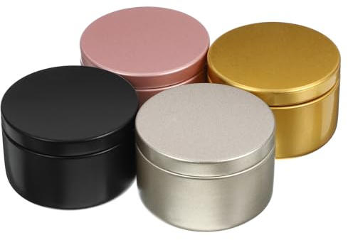 GETAJGHSD Recipientes para Velas Aromáticas de Aluminio, 24 Latas Redondas Tapa para Manualidades y Creación en Celebraciones y Ambientes Festivos