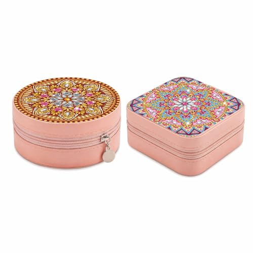 Zhixan 2-pack diamantmålning, smyckeskrin, 5D, gör-det-själv pysselset för vuxna, kreativt hantverk för kvinnor flickor, glittrande diamantmålning, gör-det-själv, tillbehör (2 stycken)