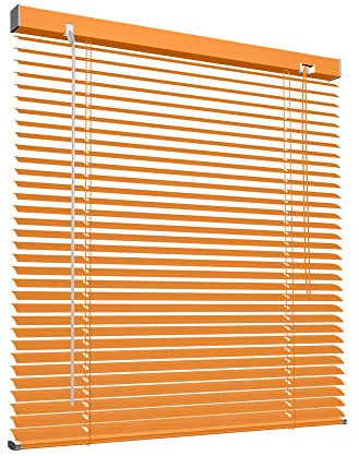 Victoria M. Aluminium Jalousie 25mm, 130 x 130 cm, holzhell | Feuchtigkeitsbeständige Innenjalousie, Schraub-/Klemmmontage ohne Bohren inkl. Klemmclips