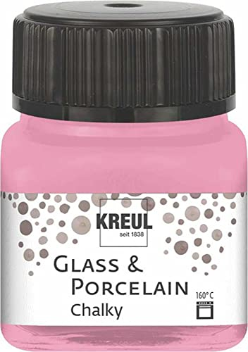 KREUL 16635 - Glass & Porcelain Chalky Candy Rose, 20 ml Glas, sanft - matte Glas- und Porzellanmalfarbe auf Wasserbasis, schnelltrocknend, deckend