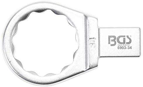 BGS 6903-34 | Einsteck-Ringschlüssel | 34 mm | Aufnahme 14 x 18 mm | Zwölfkant | Chrom-Vanadium-Stahl | verchromt, matt | Rechteckschaft | mit Stiftsicherung