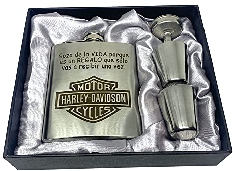regalo grabado - Petaca Personalizada 7 Oz de Acero Inoxidable con 2 Vasos y Embudo | Grabado con Texto, Dibujo o Logo | Ideal para Cumpleaños y Eventos, Negro, Acero Inoxidable