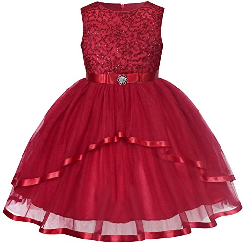 Sunny Fashion Robe Fille Fleur Bleu Belted Mariage Partie Demoiselle d'honneur 4-12 Ans