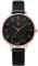 Alienwork Armbanduhr Damen Roségold Lederarmband Schwarz Ultra-flach Elegant