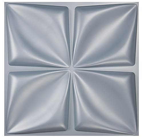 Art3d Matt Grey Silver 3D Wall Panel PVC Flower Design Cover 3 Sq Meter, for Interior Wall Decor in Living Room,Bedroom,Lobby,Office,Shopping Mall