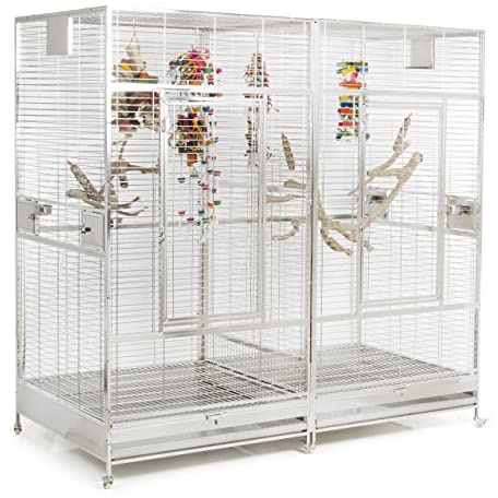 Montana Cages | Edelstahlkäfig | Arkansas II Edelstahlvoliere Papageienkäfig aus Edelstahl Käfig für Papageien mit Trennwand