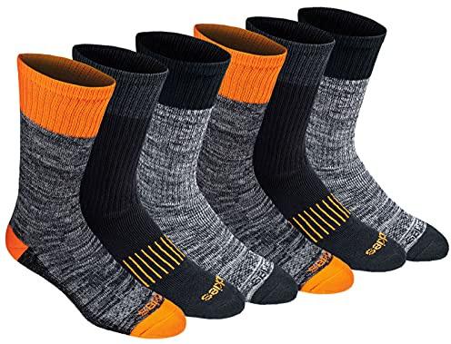 Dickies Herr multi-pack Dri-tech fuktkontroll Crew strumpor (18 st, Hi-Vis Orange Black (6 par), Shoe Size: 5-9