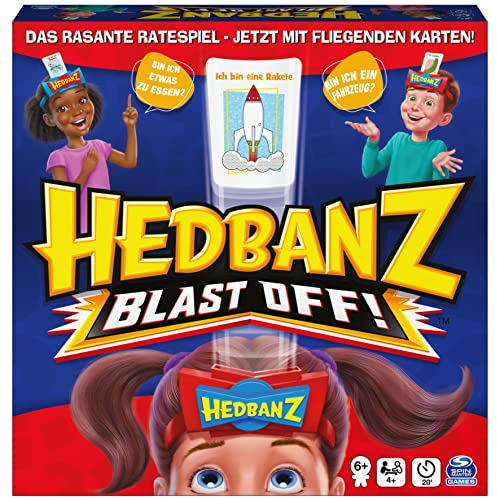Spin Master Games - Hedbanz - Blast Off, Familien-Ratespiel mit fliegenden Karten - für 2 Teams bzw. 4 und mehr Spieler ab 6 Jahren (deutsche Version)