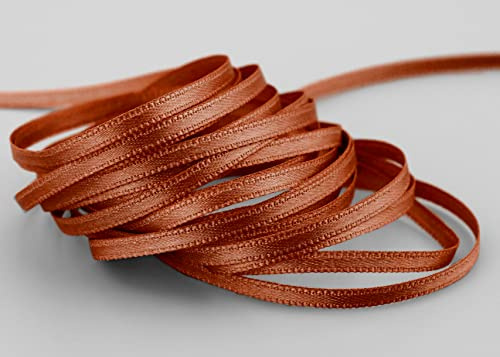 finemark 50 m x 3 mm Satinband Hellbraun Braun (623) doppelseitiges Schleifenband aus Satin ohne Draht weich und glänzend Geschenkband Deko Band Double face Dekoband Dekorieren Kordel Basteln