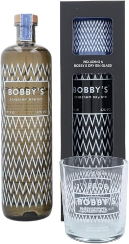 Bobby's Schiedam Dry Gin Giftpack| Außergewöhnliche Mischung aus Indonesischen Botanicals und Traditionellen Gin-Zutaten | 42% | Premiumflasche als Tolles Geschenk | 0,7 Liter