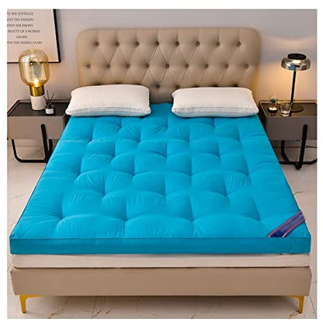 Futon Matratze Rollbar Dicke Bodenmatratze Japanische Doppel Matratze Studentenwohnheim Single Adult Matratzen Gästematratze Atmungsaktive Boden Futon-matratze ( Color : Blue , Size : 180cmx200cm )