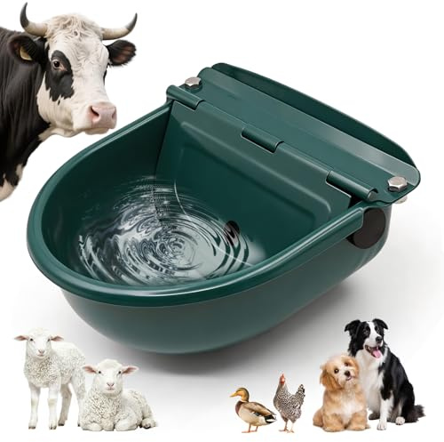 Svauoumu Abbeveratoio Automatico In Acciaio Inox con Valvola a Galleggiante Regolabile e Foro di Scarico Per Abbeveratoi Per Cavalli, Bovini, Capre, Pecore e Cani (Verde Scuro)