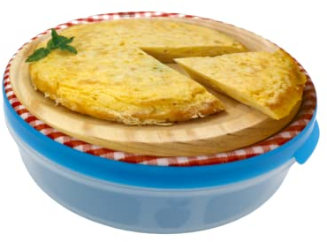 Mypicompany. Contenitore Rotondo per Alimenti con Coperchio, 2200 ml, in Plastica per Tortilla di Patata, Senza BPA.